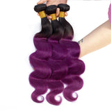 Body Wave 10A Grade Purples #1B/ purple 3/4 BUNDLES with CLOSURES & FR