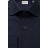 Blue Cotton Men Shirt Slim Fit With French Collar