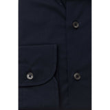 Blue Cotton Men Shirt Slim Fit With French Collar