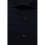 Blue Cotton Men Shirt Slim Fit With French Collar