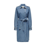 Blue Cotton Trench Coat