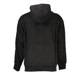 Black Cotton Men Sweater with Hood and Pockets