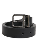 Black Classic Leather Metal Buckle Belt