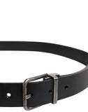 Black Classic Leather Metal Buckle Belt