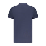 Blue Cotton Men Polo Shirt