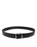 Black Classic Leather Metal Buckle Belt