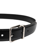 Black Classic Leather Metal Buckle Belt
