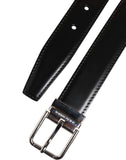 Black Classic Leather Metal Buckle Belt