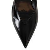 Brushed Leather Cut-Out Ballerina Flats
