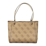 Beige Polyethylene Women Handbag