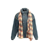 Denim Down Jacket With Scarf