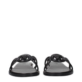 Black Leather Slippers Sandals