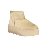 Beige Polyester Women Boot