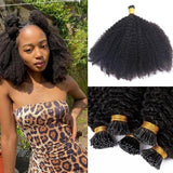 Mongalian Afro Kinky Curly i Tip Microlinks Braiding Human Hair Extens