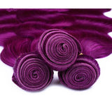 Body Wave 10A Grade Purples #1B/ purple 3/4 BUNDLES with CLOSURES & FR