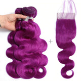 Body Wave 10A Grade Purples #1B/ purple 3/4 BUNDLES with CLOSURES & FR