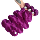 Body Wave 10A Grade Purples #1B/ purple 3/4 BUNDLES with CLOSURES & FR