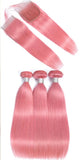 #Pink 10A Grade #1B/Pink Straight 3/4 BUNDLES with CLOSURES & FRONTALS