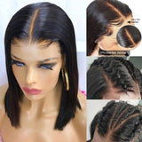 180% Density Straight 4x4 Short Bob 13x4 Lace Front Human Hair Wig