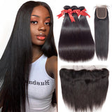 30 32 Bundles With Frontal Straight With Bundles With 13x4 Lace Frontal Brazilia Human Hair Weaves With Closure Hair Extension